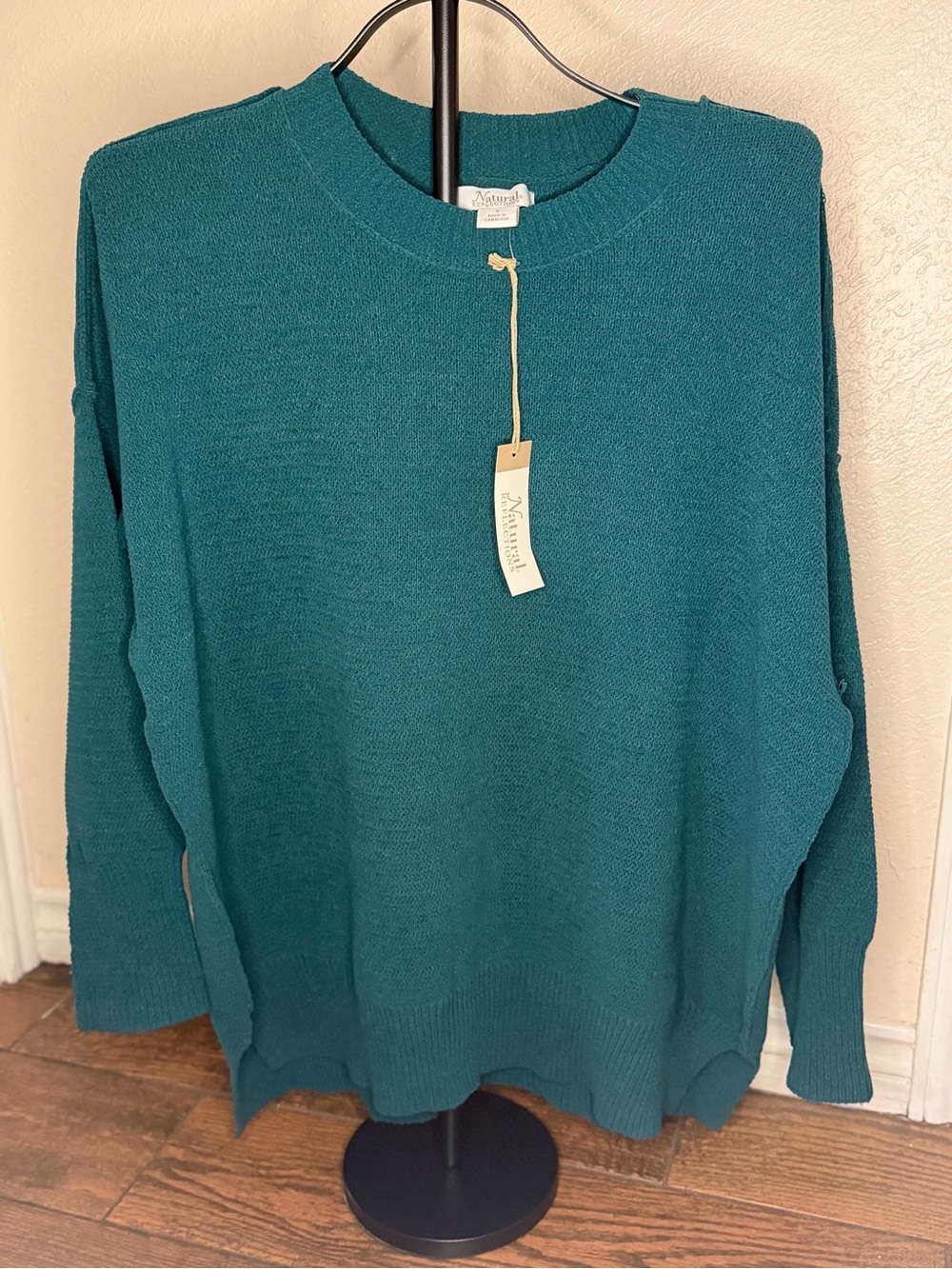 Natural Reflections Teal Crewneck Sweater